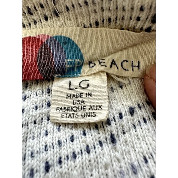 Free People Beach Short Sleeve Textured Oversized Top Woman's Size L Distressed - Picture 2 of 16